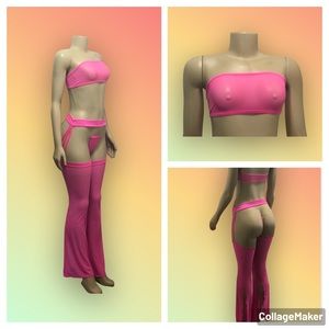 Mesh  Sheer  Exotic  Dancewear Chaps Set